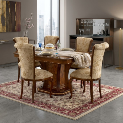Stoel Hout Bruin Italiaanse meubels Bekleding Woonkamer Lui Stoelen Luxe Fauteuil