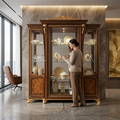 Vitrine Eetkamer dressoir Houten kasten Meubels Woonkamer dressoir Glas Kast