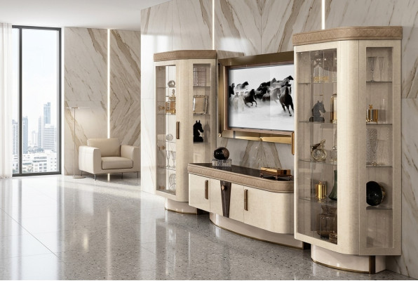 Wandmeubele Set 4-delig. Woonkamer rtv vitrine rek Moderne set groep hout tv