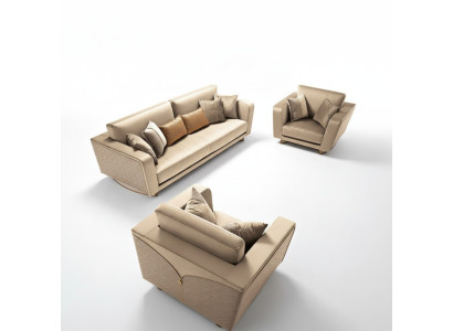Sofaset 3-zits Set Design Bank Bekleding Banken Leder Italiaanse meubels