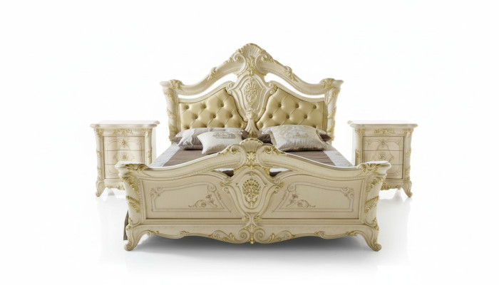 Klassiek bed Luxe Chesterfield hout Slaapkamer Hotel Barokmeubels Bedden