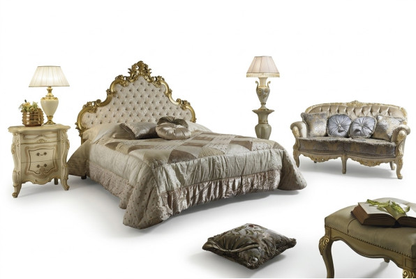 Bed 2x Bedside table 3-piece bedroom set Designer hotel bedding set New