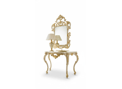Klassieke spiegel kaptafel console tafel goud hout slaapkamer meubels 2-delig