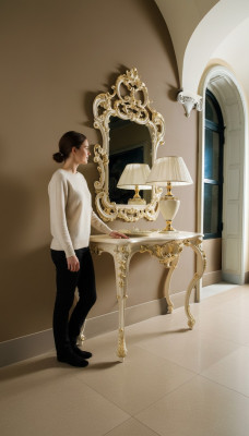 Sidetable Spiegel Dressoir 2-delig Set Nieuw Hout Italiaanse meubels Stijl Barok