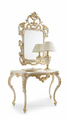 Sidetable Spiegel Dressoir 2-delig Set Nieuw Hout Italiaanse meubels Stijl Barok