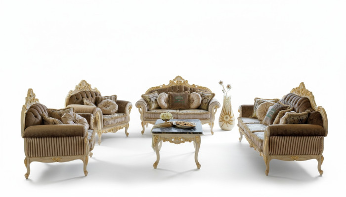 Compleet set bankstel 3 2 1 zits + salontafel design bank 4-delige set stoffen bankstel