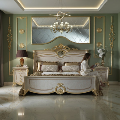 Bed Slaapkamer Bedden Tweepersoonsbed Bedframe Hotel Design Bekleding Luxe Meubels