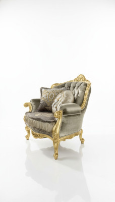 Fauteuil Relax Stof Lounge Club Bekleding Ontwerp Bank Bank Zitter Luxe Goud Nieuw
