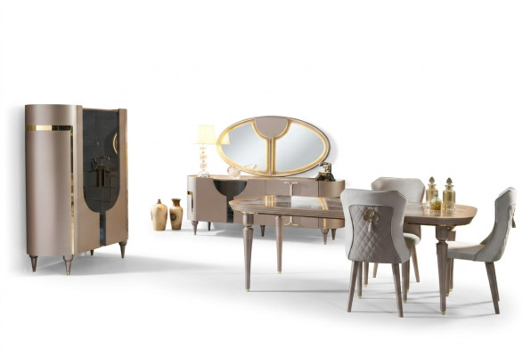 Ontwerp Eetkamerset 8-delig Eettafel Stoel Ladenkast Vitrine Spiegel Eettafels Hout