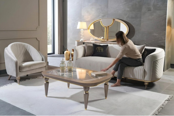 Sofa set 3+1 zitsbanken in Italiaanse stijl Designer gestoffeerde banken Nieuw