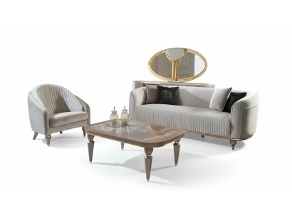 Sofa set 3+1 zitsbanken in Italiaanse stijl Designer gestoffeerde banken Nieuw