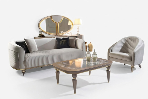 Sofaset bank bank stoffen 3 + 1 zits bank salontafel hout 3-delige set luxe meubels