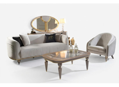 Sofaset bank bank stoffen 3 + 1 zits bank salontafel hout 3-delige set luxe meubels