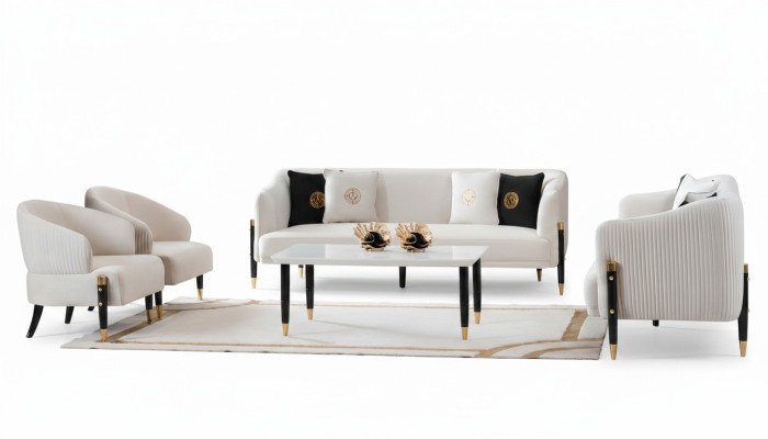 Bankstel Designbanken Bank Bank Fluweel Bekleding Zitplaatsen 3+3+1+1 Zits Bankstel