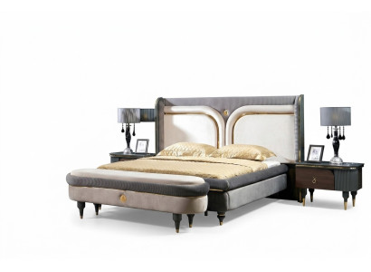 Bed 2x Bedside table 3-piece Set Beds Double bed Bedroom Hotel Marriage Luxury New