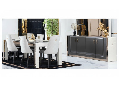 Eetkamerset Tafel 6x Stoel Commode Spiegel Italiaanse Stijl Groep Nieuw