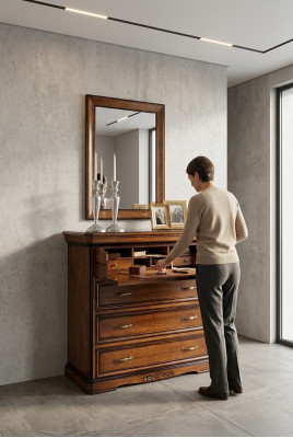 Ladenkast met spiegel Moderne Ladenkasten Hout Ontwerp 2-delige Slaapkamer Set Nieuw