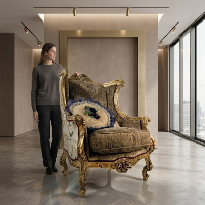 Fauteuil bibliotheekstoel oorfauteuil bekleding Italiaanse meubels luxe stoelen nieuw