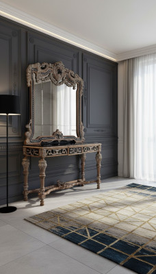 Wandspiegel Landhuis stijl console kaptafel met spiegel console tafel bruin