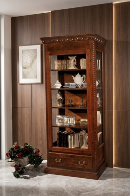 Meubels Massief houten vitrines Glazen kast Echt houten dressoir Vitrine Woonkamer