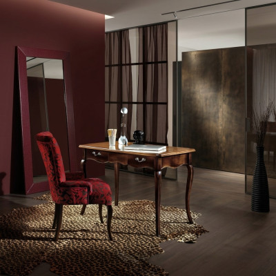 Tafel, houten tafel, stoel, tafels 3-delige inrichting, echt hout, kantoor, bureau, stoel