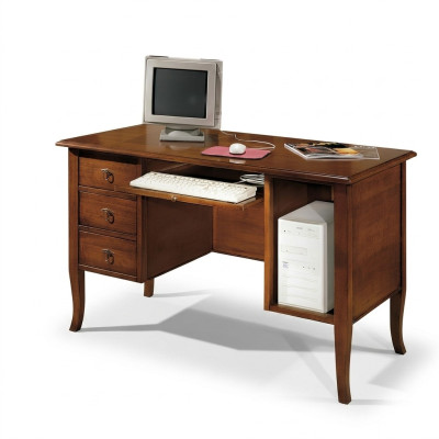 Italiaans bureau met uitschuifbare laden van massief hout.