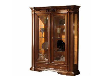 Vitrine Dressoir Vitrines Luxe Glazen Kasten Bruin Hout Ontwerp Meubels