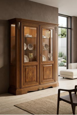 Vitrine 2 Deuren Houten Kast Vitrinekasten Woonkamer Kijkkasten Design Glazen Meubels