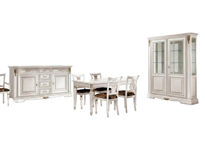 Eetkamer Eettafel Stoel Ladenkast Vitrine Set Meubelstuk Hout Wit Nieuw