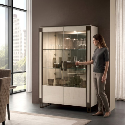 Vitrine 2 deurs kast Vitrines Woonkamer kasten Design kast Meubels Glas Nieuw