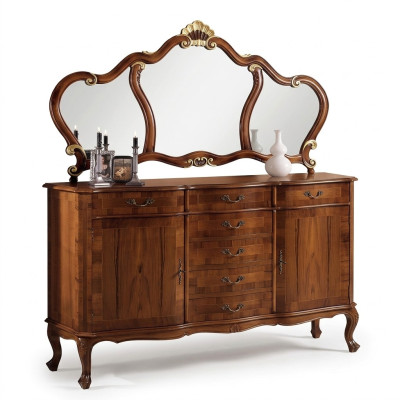 Bruin dressoir kaptafel kaptafel kaptafel spiegel 7 lades nieuw