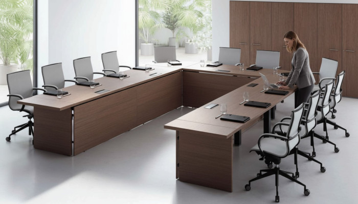 Conferentietafel Stoel Groep Kantoormeubelen Italië Bureau Tafel Vergadertafel 7-delig.