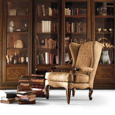 Fauteuil Bibliotheek leesstoel Oorfauteuil Bank Bekleding Italiaanse meubels Luxe