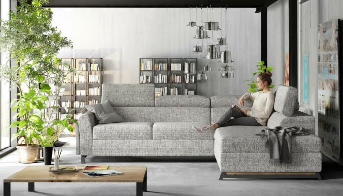 Ontwerper Bank Bank Hoekbank Stoffering Set Woonlandschap L-Vorm Stof