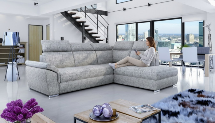 Stoff hoekbank L-vorm bank bank ontwerp bekleding modern textiel slaapfunctie nieuw
