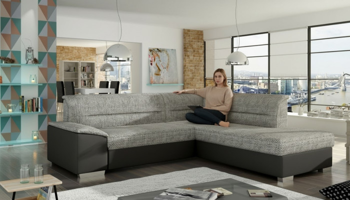 Stoff hoekbank L-vorm bank bank ontwerp bekleding modern textiel zitkussen groep