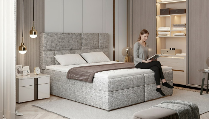 Luxe designer gestoffeerd bed bedden designerbed boxspring textiel 180x200