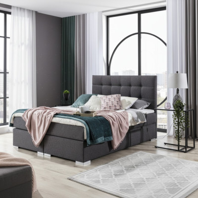 Volledige set matras & topper boxspring bed gestoffeerd bed van textielstof