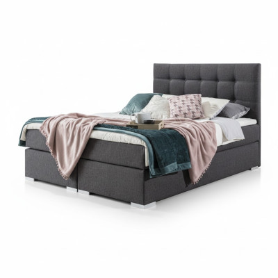 Volledige set matras & topper boxspring bed gestoffeerd bed van textielstof
