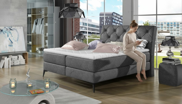 Chesterfield zilveren gestoffeerd tweepersoonsbed bedden Big XXL designer luxe.