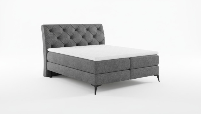 Chesterfield zilveren gestoffeerd tweepersoonsbed bedden Big XXL designer luxe.