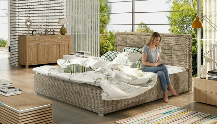 Designer bed slaapkamer bedden textiel hotel luxe gestoffeerd robuust