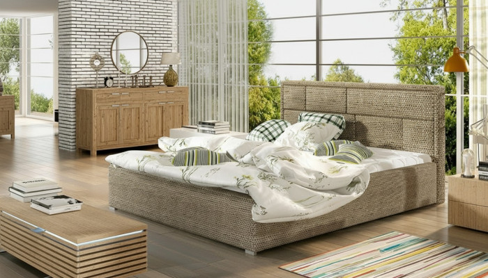 Designer bed slaapkamer bedden textiel hotel luxe gestoffeerd robuust