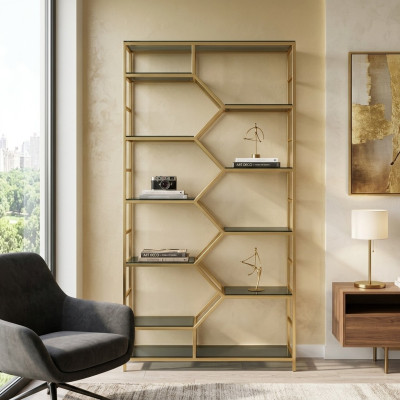 Metalen rek scheidingswand designer luxe rekken gouden kast 3-delig.