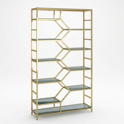 Metalen rek scheidingswand designer luxe rekken gouden kast 3-delig.