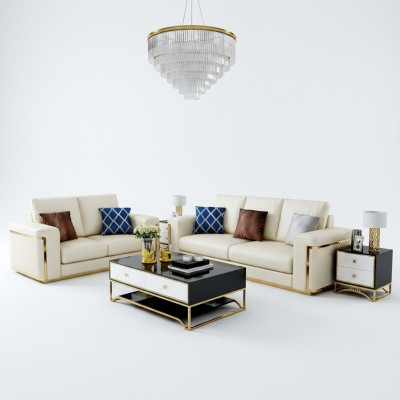 Design bank Italiaanse bank gestoffeerde zitcombinatie 3+2+1 leer Luxe