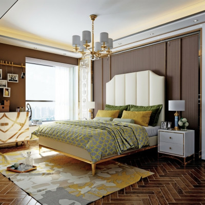 Beddengoed Decoratie Ontwerp Luxe Tweepersoons Hotelbedden Slaapkamer Leer