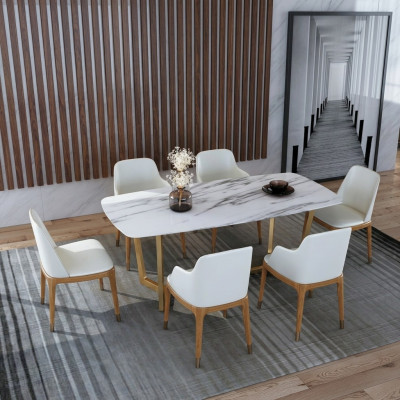 Eettafelset Stoel Set 6 Stoelen Tafel Eettafels Tafels Eetkamerset