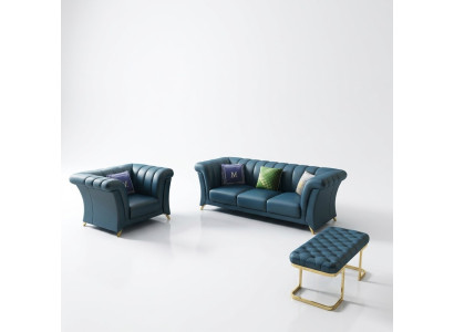 Designer bank bekleding zithoek bankstel bankstellen 3+1 zits + voetenbankje