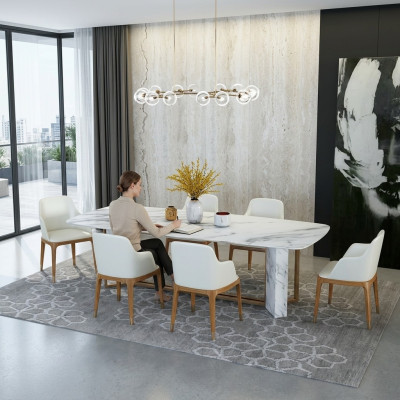Compleet set eettafel + 6 stoelen eetkamerset eetgroep houten tafel